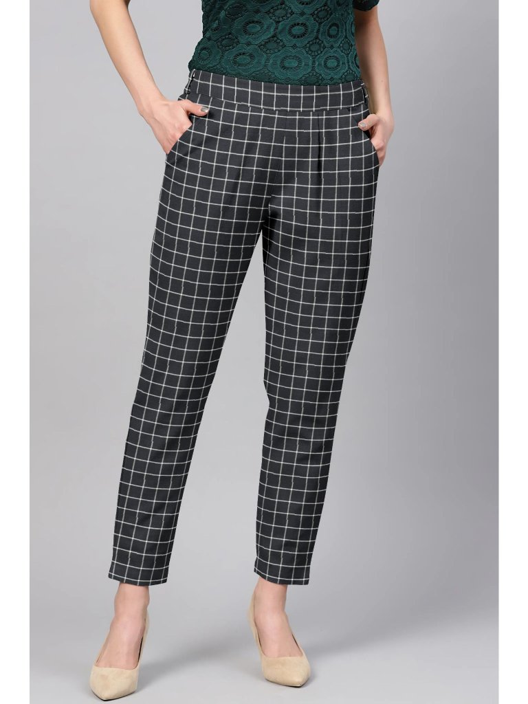 Loft Windowpane Plaid Pants Size 10 Skinny High Waist Black White